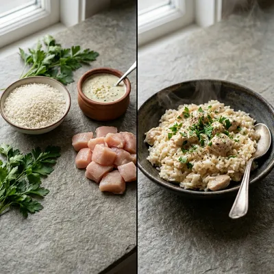 Creamy Garlic Chicken Rice Bowls - cooking process