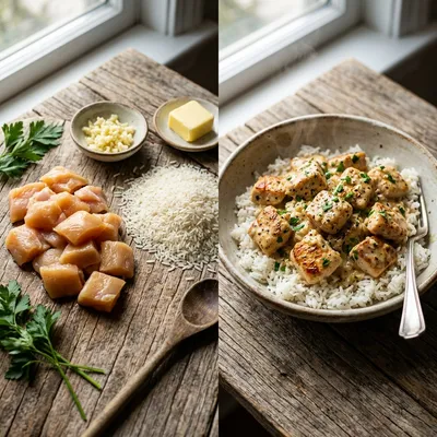 Creamy Garlic Chicken Rice Bowls - cooking process
