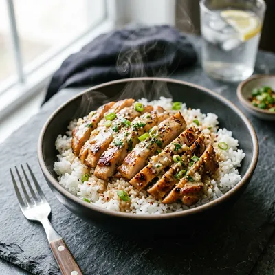 Creamy Garlic Chicken Rice Bowls