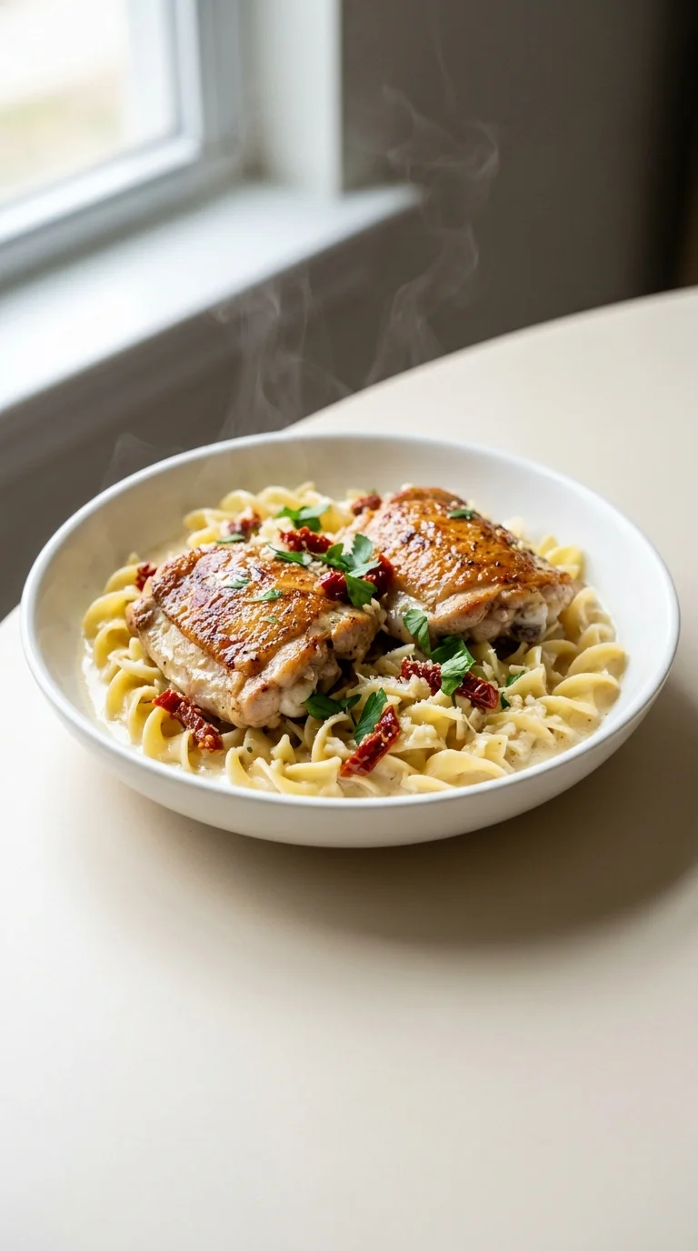 Creamy Garlic Chicken Thighs – Easy One-Pan Dinner