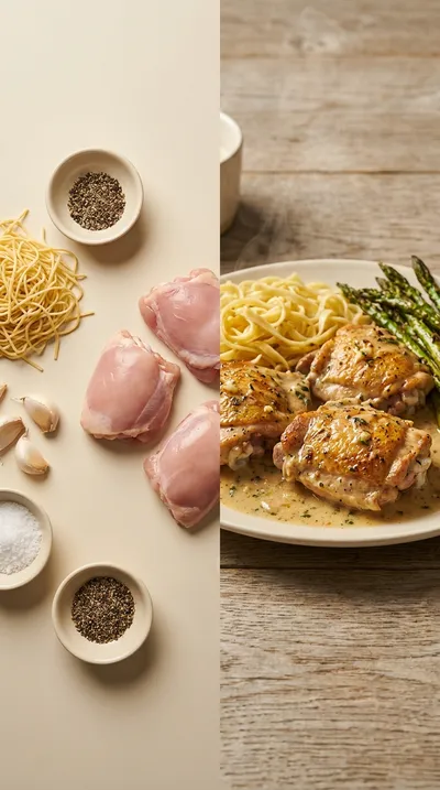 Creamy Garlic Chicken Thighs – Easy One-Pan Dinner - ready to serve
