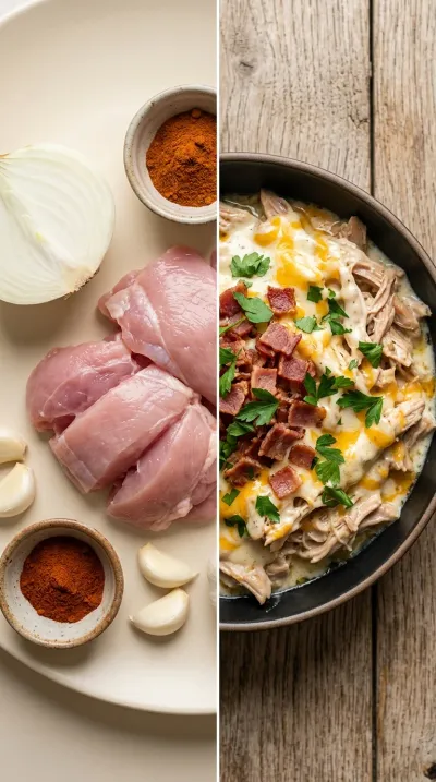 Crockpot Crack Chicken with Ranch, Bacon & Cheddar - ready to serve