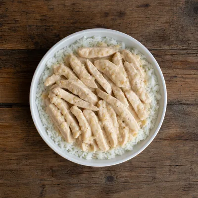 Creamy Garlic Chicken Rice Bowls - ready to serve