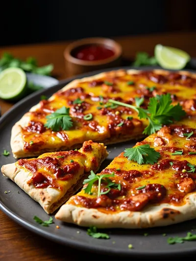 Easy BBQ Chicken Flatbread - ready to serve