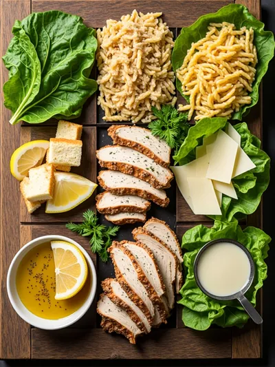 20-Minute Chicken Caesar Pasta Salad - ingredients preparation
