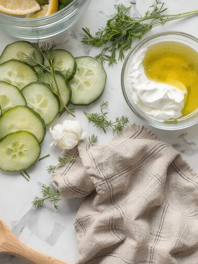Creamy Cucumber Salad – Quick & Easy Recipe - ingredients preparation