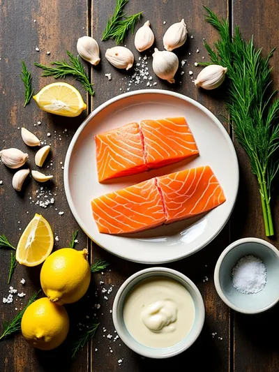 Creamy Garlic Salmon - ingredients preparation