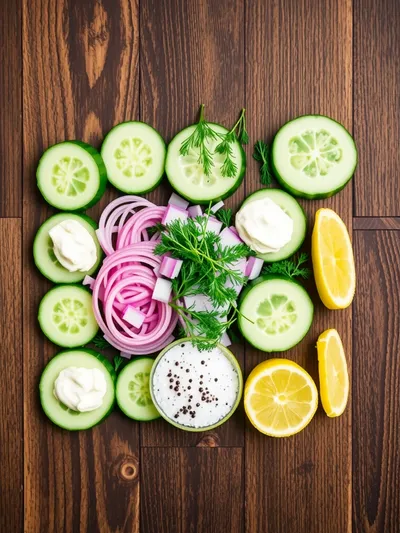 Creamy German Cucumber Salad – Quick & Easy Snack - ingredients preparation
