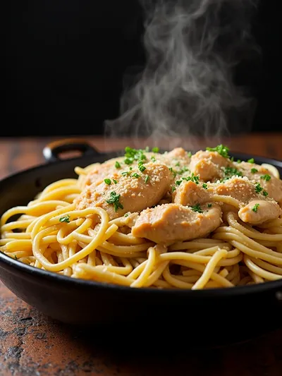 Crockpot Garlic Parmesan Chicken Pasta