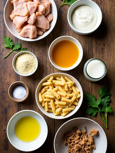 Crockpot Garlic Parmesan Chicken Pasta - ingredients preparation