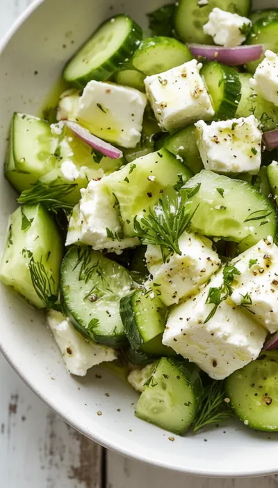 Cucumber Feta Salad with Lemon Greek Vinaigrette