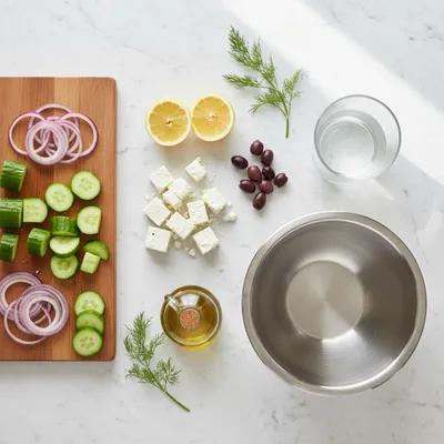 Cucumber Feta Salad with Lemon Greek Vinaigrette - cooking process