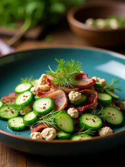 Cucumber Ranch Salad With Turkey Bacon - ready to serve