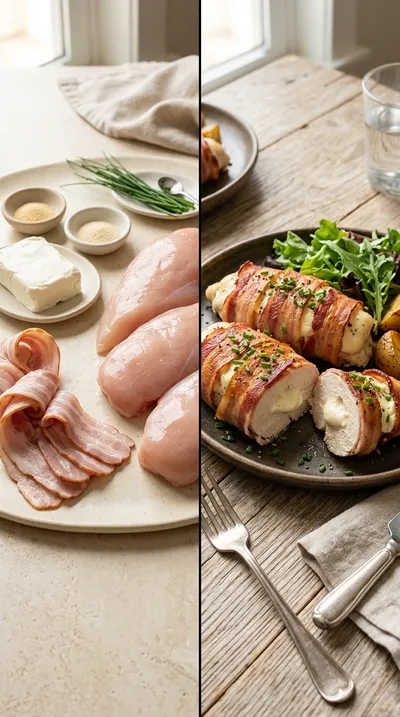 Baked Chicken Breast with Cream Cheese & Turkey Bacon - ready to serve
