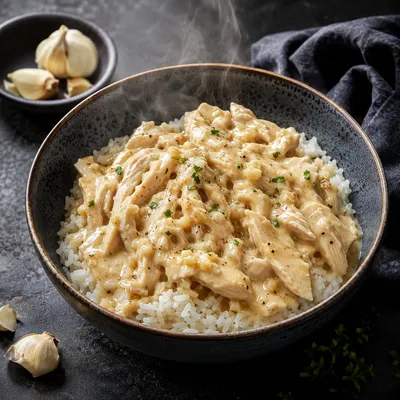 Creamy Garlic Chicken Rice Bowls