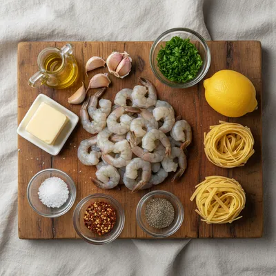 Garlic Butter Shrimp Scampi Pasta - cooking process