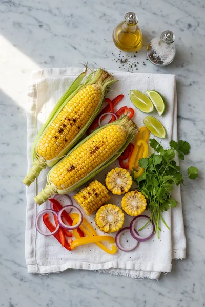 Grilled Corn Salad - cooking process