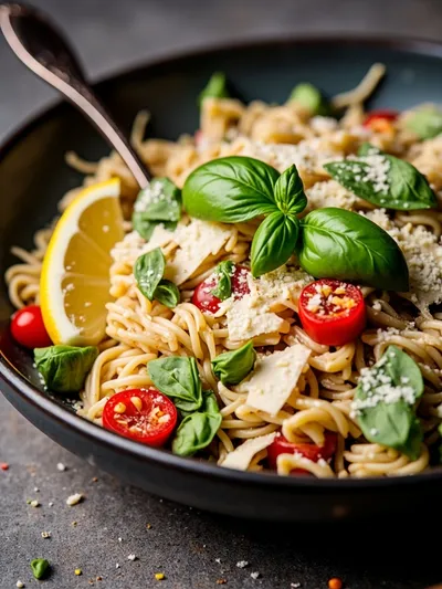 Easy High Protein Pasta Salad - ready to serve