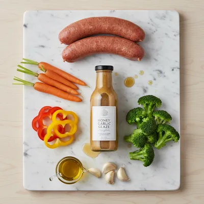 Honey Garlic Beef Sausage & Veggies One-Pan - cooking process