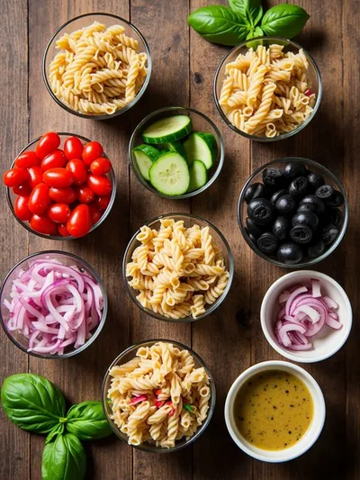 Pasta Salad Cups – Quick & Easy Appetizer - ingredients preparation
