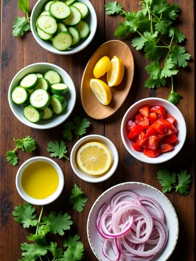 Easy Shirazi Salad Recipe - ingredients preparation