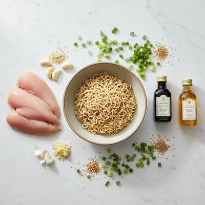 Sticky Garlic Chicken Noodles – High-Protein Quick Dinner - cooking process