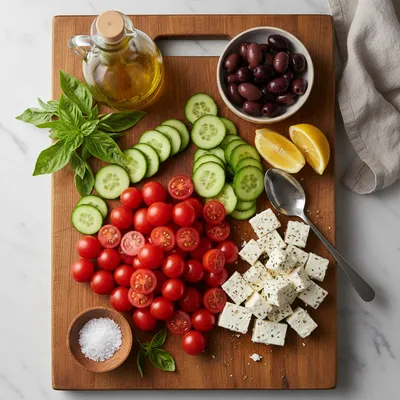 Tomato Cucumber Feta Salad - cooking process