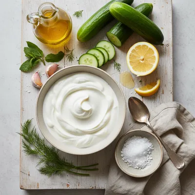 Tzatziki Cucumber Salad - ingredients preparation